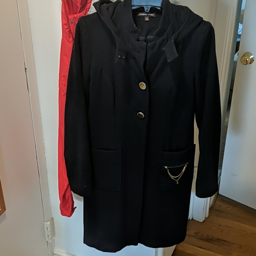 Adrienne Vittadini wool-blend coat in navy w/hood